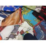 Collection of silk scarves by Hermes and others together with a small quantity of other