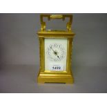 late 19th / early 20th Century matt gilded brass cased carriage clock,