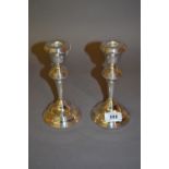 Pair of Birmingham silver circular baluster form candlesticks