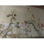 Chinese silk embroidered picture of a peacock, 27ins x 42ins,