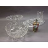 Small oriental baluster form vase and cover (a/f), glass tazza, jug,