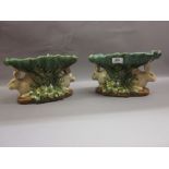 Pair of Continental Majolica comports,