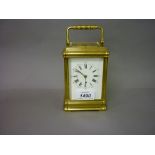 19th Century gilt brass gorge case carriage clock the enamel dial (a/f) with Roman and Arabic