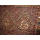 Shiraz rug with triple medallion, multiple borders,