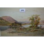 M. Crouse, pair of watercolour landscapes with fishermen and loch, 8.