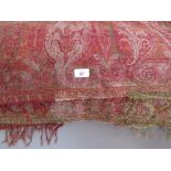 Paisley pattern shawl / table cover (fringe worn and repaired),