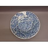 18th Century Chinese blue and white dish (heavily restored)