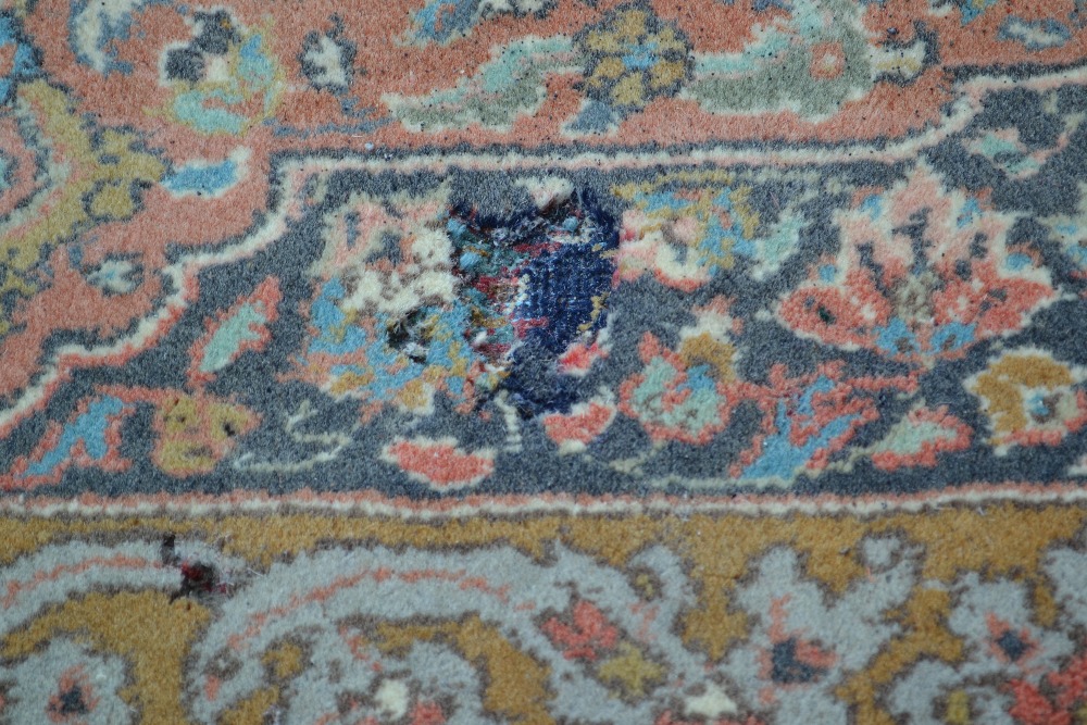 Tabriz carpet with lobed medallion and all-over floral design on a green ground with corner designs - Image 5 of 5