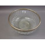 Baccarat glass fruit bowl with a Continental white metal mount