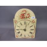 19th Century Continental wall mounted cuckoo clock with a floral painted wooden dial,