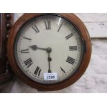 19th Century circular oak cased wall clock, the 8in enamel dial with Roman numerals,