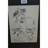 Felix Fabian, signed graphite drawing, portrait of a gentleman,