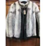 Ladies black and white mink jacket with Niello work buckle,