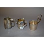 Victorian London silver two handled jug together with a silver Christening mug and a silver cup