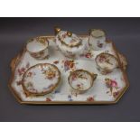 Eight piece floral and gilt decorated cabaret set including tray