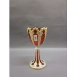19th Century Bohemian white overlaid red glass large pedestal goblet with gilded decoration