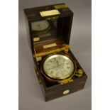 Early 20th Century rosewood and brass cased marine chronometer by John Bliss and Co., New York, No.