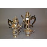 Modern silver four piece tea and coffee service of baluster form in 18th Century style, Sheffield,