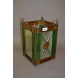 Art Deco leaded coloured glass square lantern