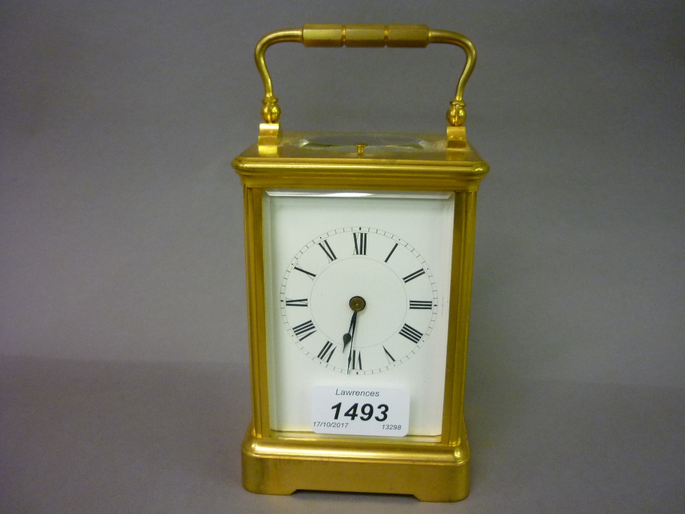 Late 19th / early 20th Century French gilt brass carriage clock,