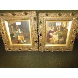 Pair of 19th Century Continental possibly German oil paintings on metal panels,