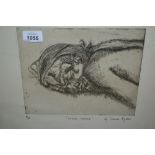 Leonora Ryder, artist proof etching ' After Freud ',