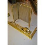 Small pierced brass fireplace fender,