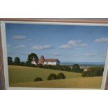 Christopher Hankey, small 20th Century oil on panel, landscape with an oast house, signed, 7.