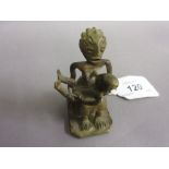 African bronze weight in the form of a seated mother with child (possibly Ghana)