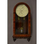19th Century mahogany cased regulator wall clock, the white enamel dial with Arabic numerals,