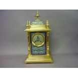 Late 19th Century French gilt brass and champlevé enamel mantel clock,