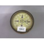 Reproduction burr wood compass with painted dial