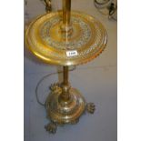 Good quality Edwardian brass oil lamp standard adapted for use with electricity,