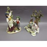 Naples porcelain group of a courting couple beneath a tree,