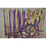 C. Bone, 20th Century watercolour, abstract female nude study, signed, 21ins x 24.