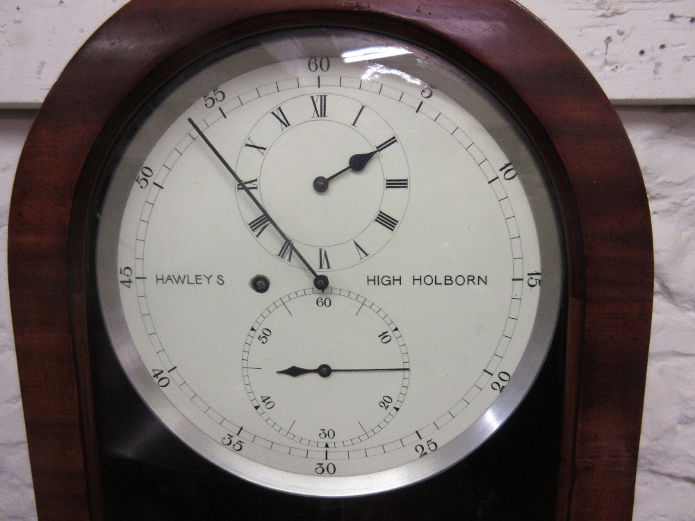 19th Century mahogany cased regulator wall clock, the white enamel dial with Arabic numerals, - Image 2 of 4