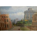 20th Century oil on board, view of Windsor Castle, signed Howard,