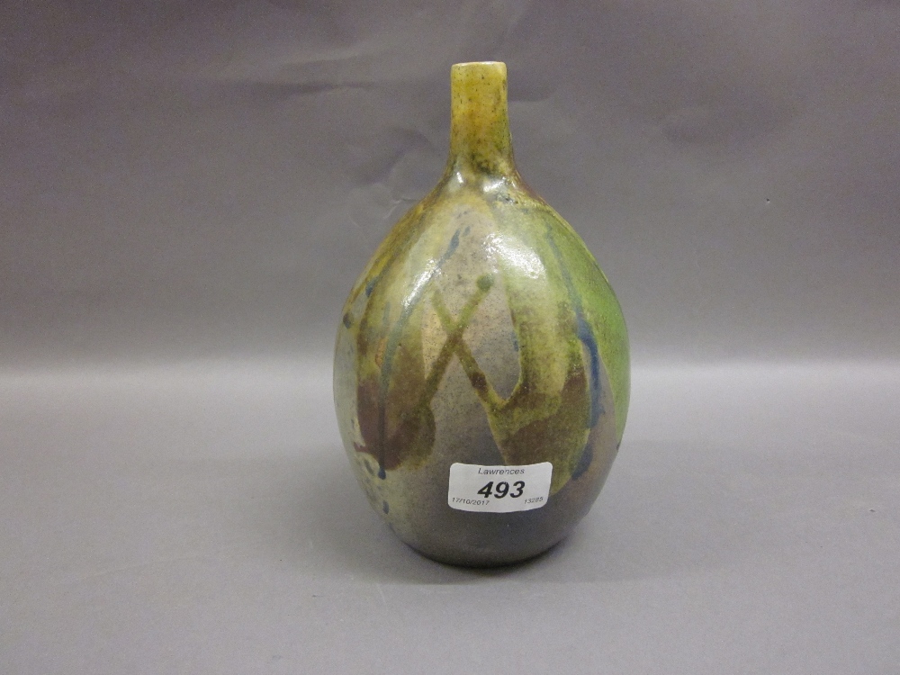 20th Century baluster form pottery vase, inscribed M.T.