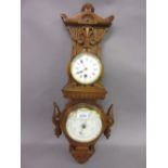 Late Victorian oak clock / barometer by Joseph Davis and Co.