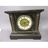 19th Century American ebonised mantel clock with enamel dial,