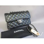 Ladies Chanel black quilted leather handbag with double chain strap