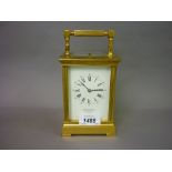 Late 19th / early 20th Century matt gilded brass carriage clock,