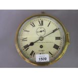 Early 20th Century brass cased marine bulk head clock by Sestrel,