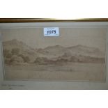 Early 19th Century monochrome pencil and watercolour, landscape from Haffield Lodge, 1820,