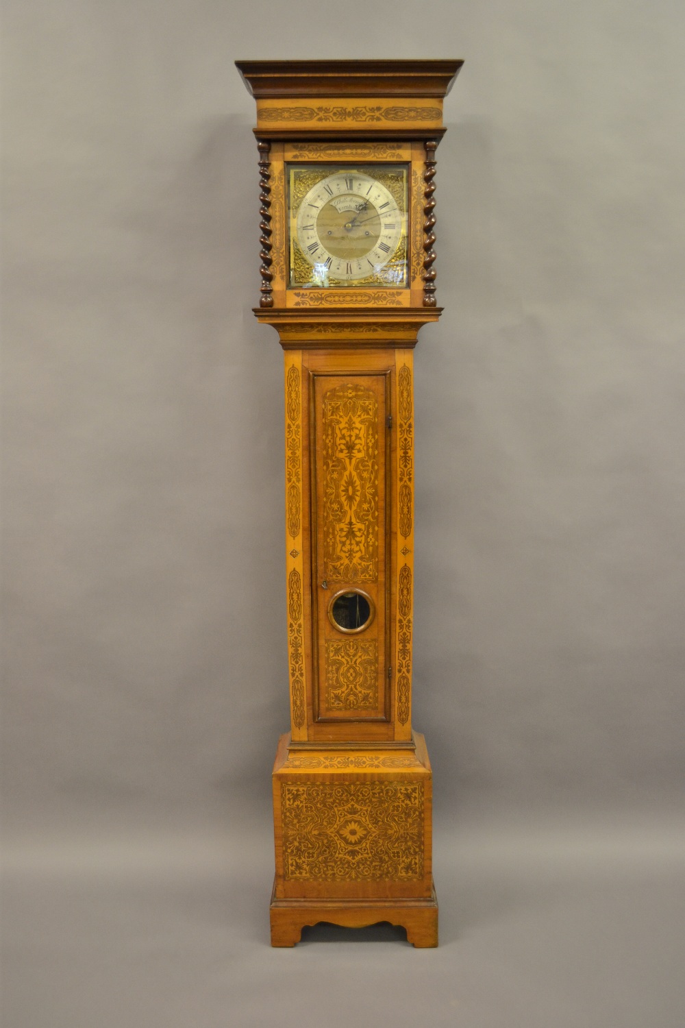 18th Century walnut seaweed marquetry and crossbanded longcase clock,
