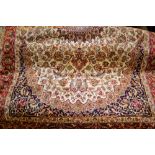 Beige ground Kashan pattern rug, 1.90 x 1.
