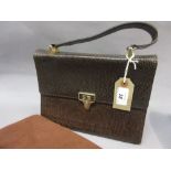 Mappin and Webb mid tan lizard skin handbag with dust cover