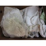 Box of various embroidered and other linen