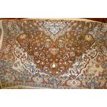 Similar Indo Persian rug with medallion and all-over stylised floral design in shades of beige,