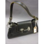 Tanner Krolle black leather handbag with latch opening